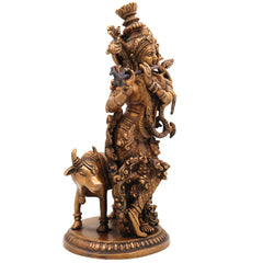 Brass Lord Krishna Idol | Handcrafted Venugopala Murti | Govinda Statue for Pooja Room, Temple & Home Decor, Gold, 12.5 Inch, 1 Piece