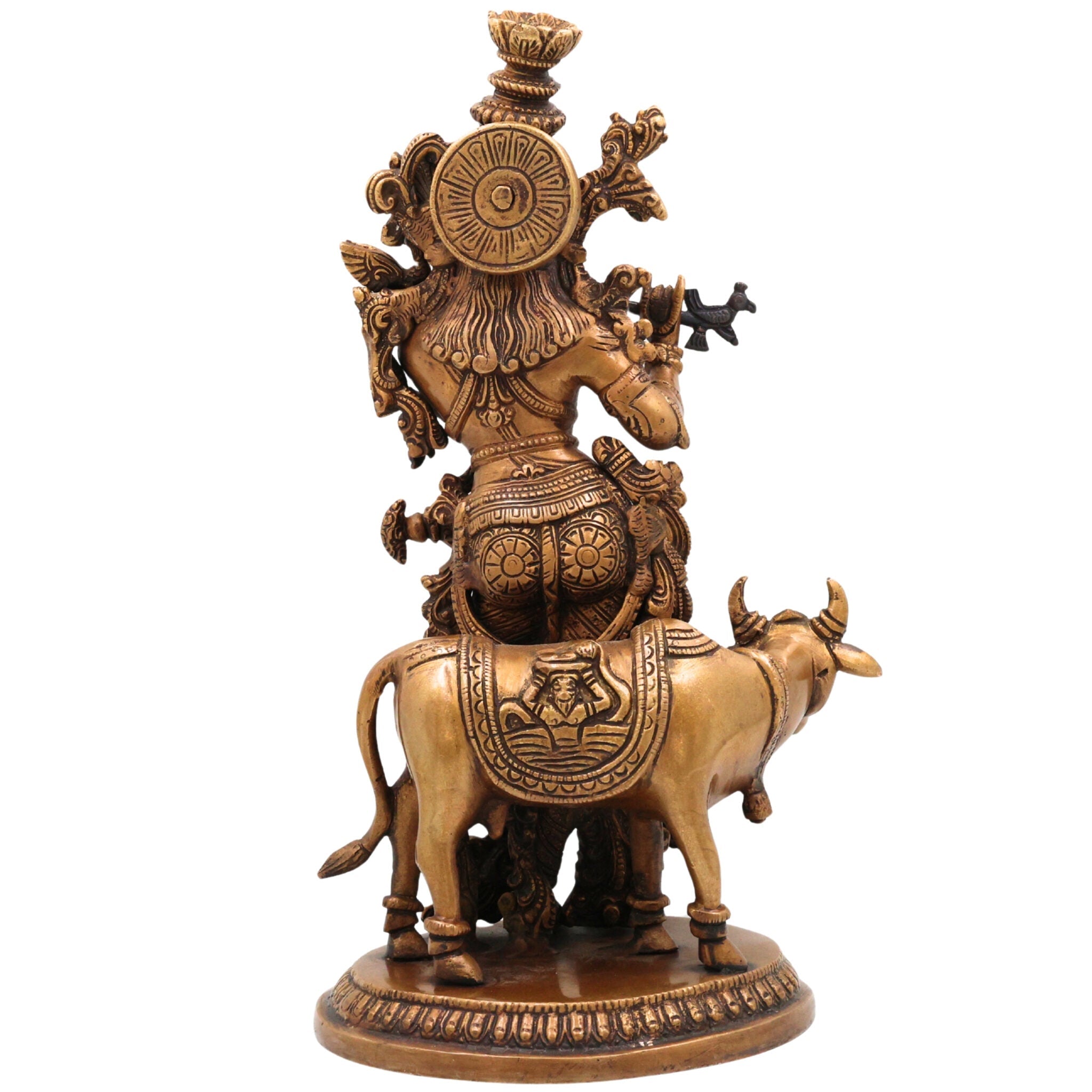 Brass Lord Krishna Idol | Handcrafted Venugopala Murti | Govinda Statue for Pooja Room, Temple & Home Decor, Gold, 12.5 Inch, 1 Piece