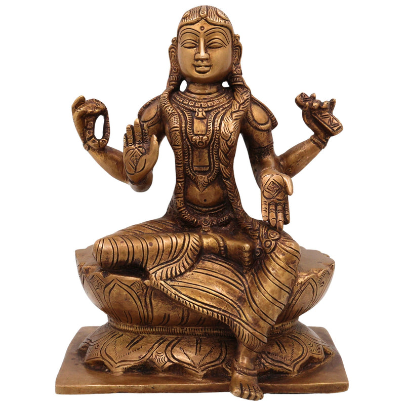 Brass Balambika Idol, Handcrafted Goddess Balambika Murti, Divine Bal Tripura Sundari Statue for Pooja, Temple & Home Decor, Gold, 9 Inch, 1 Piece