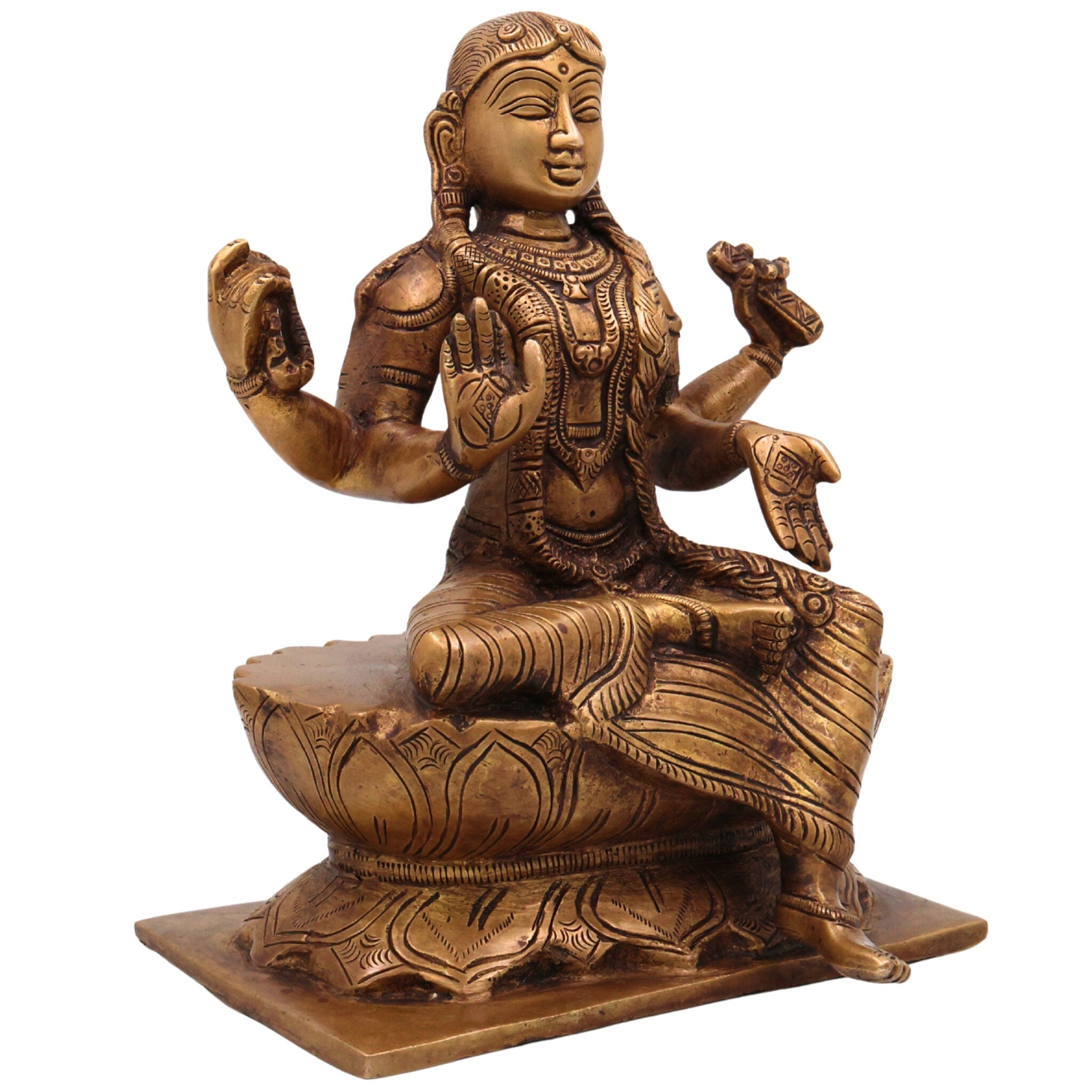 Brass Balambika Idol, Handcrafted Goddess Balambika Murti, Divine Bal Tripura Sundari Statue for Pooja, Temple & Home Decor, Gold, 9 Inch, 1 Piece