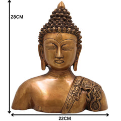 Brass Buddha Face Idol, Handcrafted Brass Murti, Gautama Buddha Wall Sculpture for Meditation, Home Decor & Spiritual Gifts, Gold, 11 Inch, 1 Piece