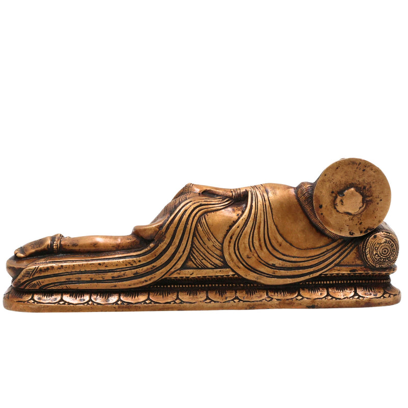 Brass Sleeping Hanuman Idol, Handcrafted Reclining Bajrangbali Statue for Pooja, Home Decor & Spiritual Gifts, Gold, 4 Inch, 1 Piece