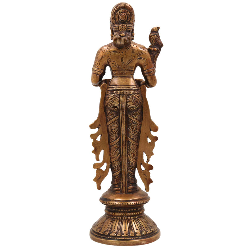 Brass Deepalakshmi Idol, Handcrafted Brass Murti, Goddess Lakshmi Oil Lamp Statue for Pooja, Home Decor & Spiritual Gifts, Gold, 12 Inch, 1 Piece