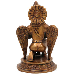Brass Garud Dev Idol, Handcrafted Murti, Lord Vishnu’s Vehicle Statue for Pooja, Home Decor & Spiritual Gifts, Gold, 9 Inch, 1 Piece