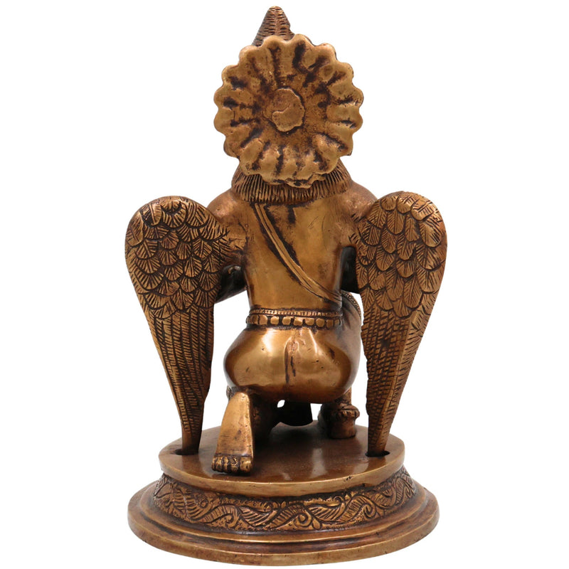 Brass Garud Dev Idol, Handcrafted Murti, Lord Vishnu’s Vehicle Statue for Pooja, Home Decor & Spiritual Gifts, Gold, 9 Inch, 1 Piece