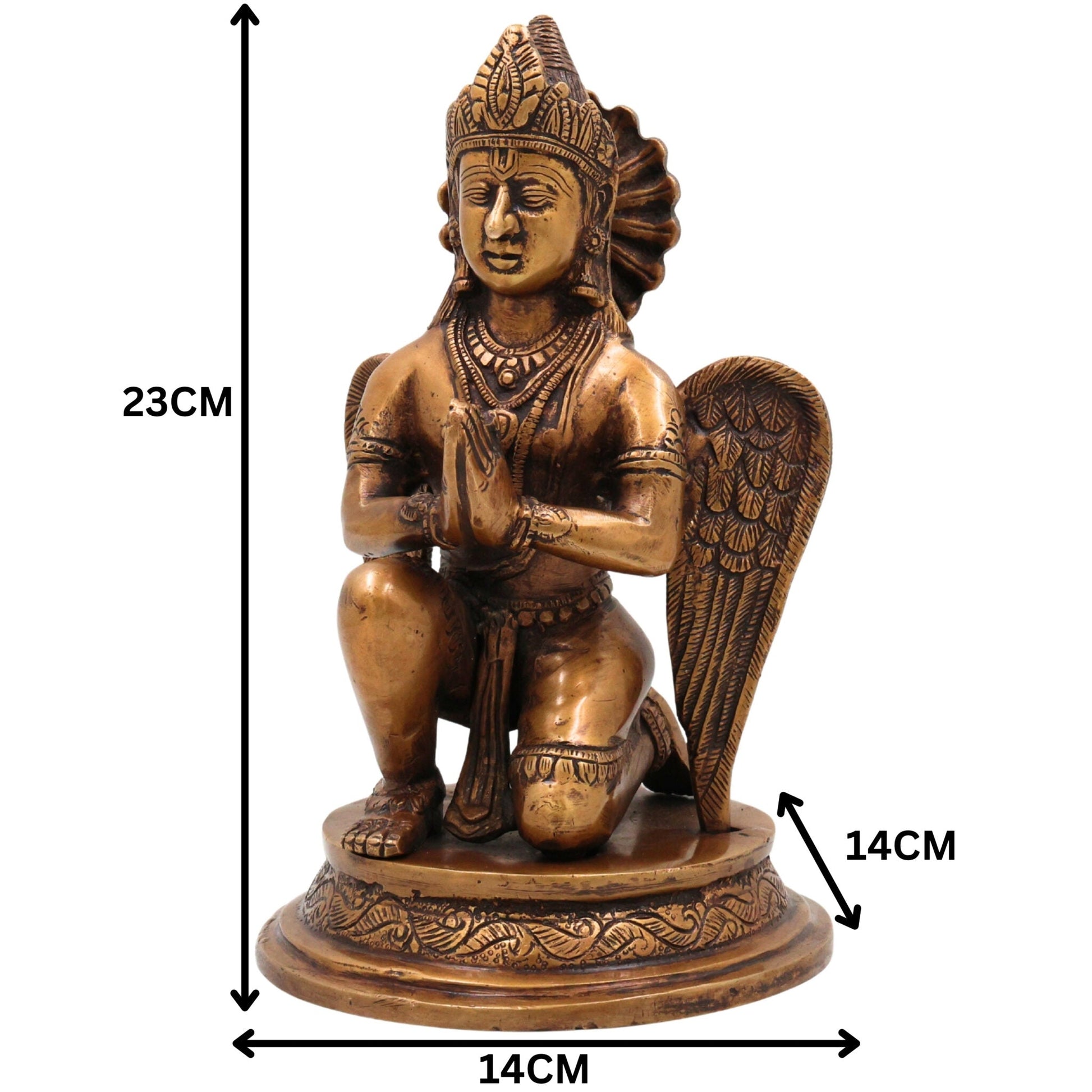 Brass Garud Dev Idol, Handcrafted Murti, Lord Vishnu’s Vehicle Statue for Pooja, Home Decor & Spiritual Gifts, Gold, 9 Inch, 1 Piece