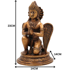 Brass Garud Dev Idol, Handcrafted Murti, Lord Vishnu’s Vehicle Statue for Pooja, Home Decor & Spiritual Gifts, Gold, 9 Inch, 1 Piece