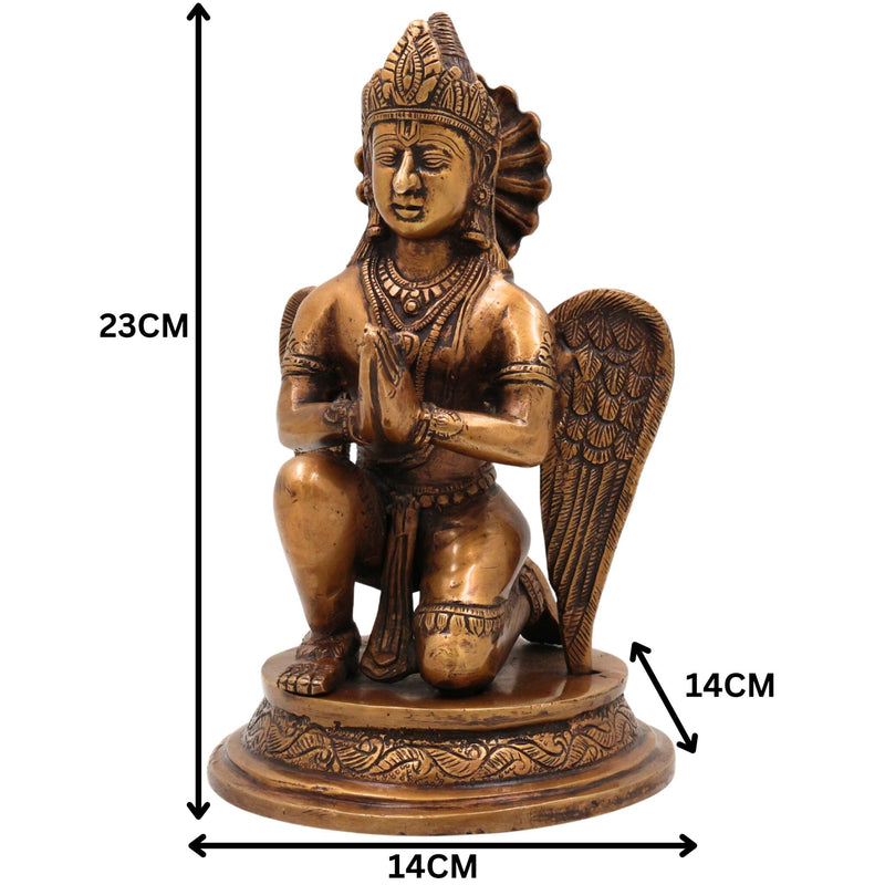 Brass Garud Dev Idol, Handcrafted Murti, Lord Vishnu’s Vehicle Statue for Pooja, Home Decor & Spiritual Gifts, Gold, 9 Inch, 1 Piece