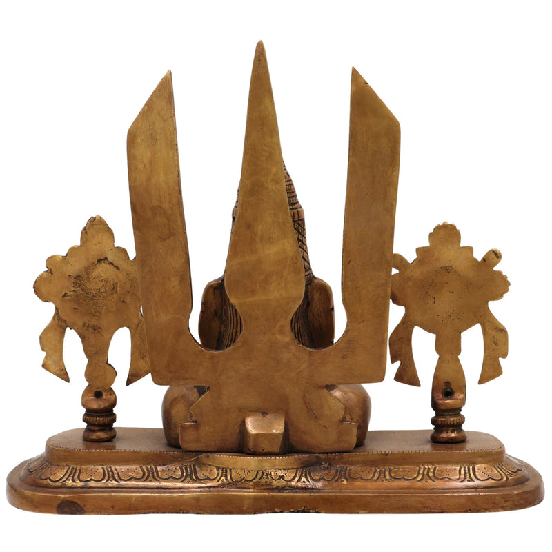 Brass Balaji Face Idol, Handcrafted Gold Murti, Lord Venkateswara Sculpture with Shanka, Chakra & Namam for Pooja, Home Decor & Gifts, Gold, 10 Inch, 1 Piece