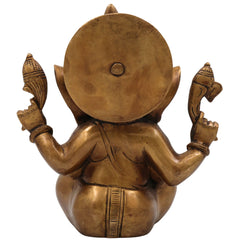Brass Ganesha Idol | Vinayaka Murti | Handmade Ganapati Sculpture |Ekadanta Spiritual Decor, Gold, 9 Inch, 1 Piece