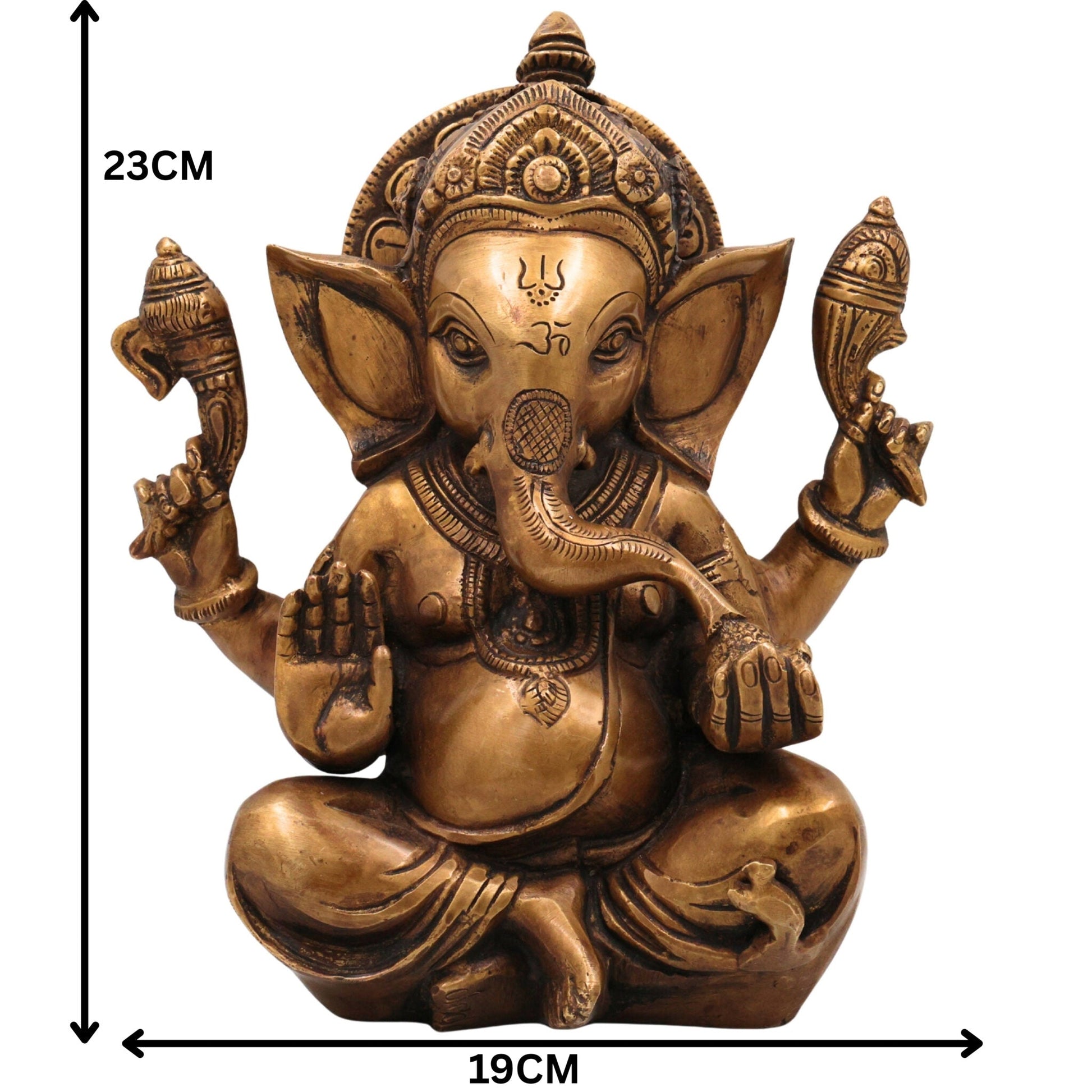 Brass Ganesha Idol | Vinayaka Murti | Handmade Ganapati Sculpture |Ekadanta Spiritual Decor, Gold, 9 Inch, 1 Piece