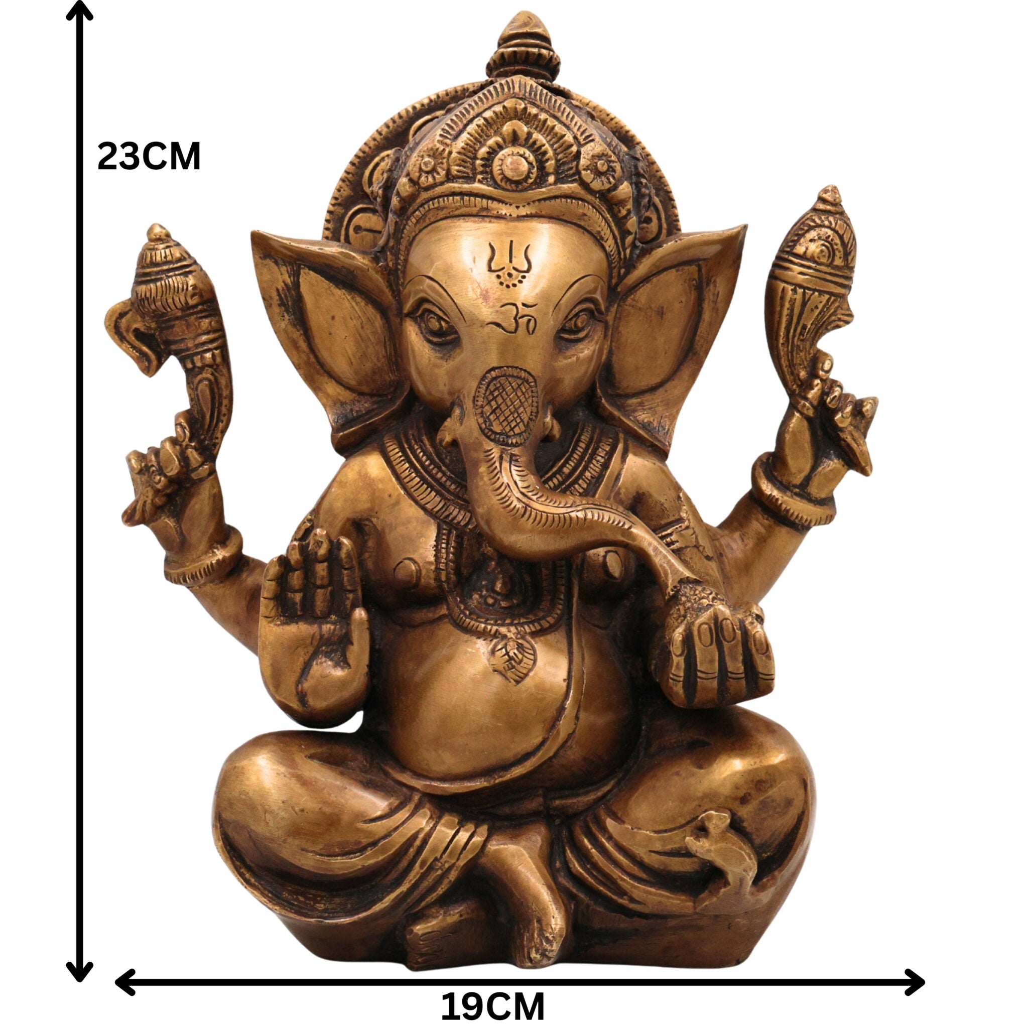 Brass Ganesha Idol | Vinayaka Murti | Handmade Ganapati Sculpture |Ekadanta Spiritual Decor, Gold, 9 Inch, 1 Piece