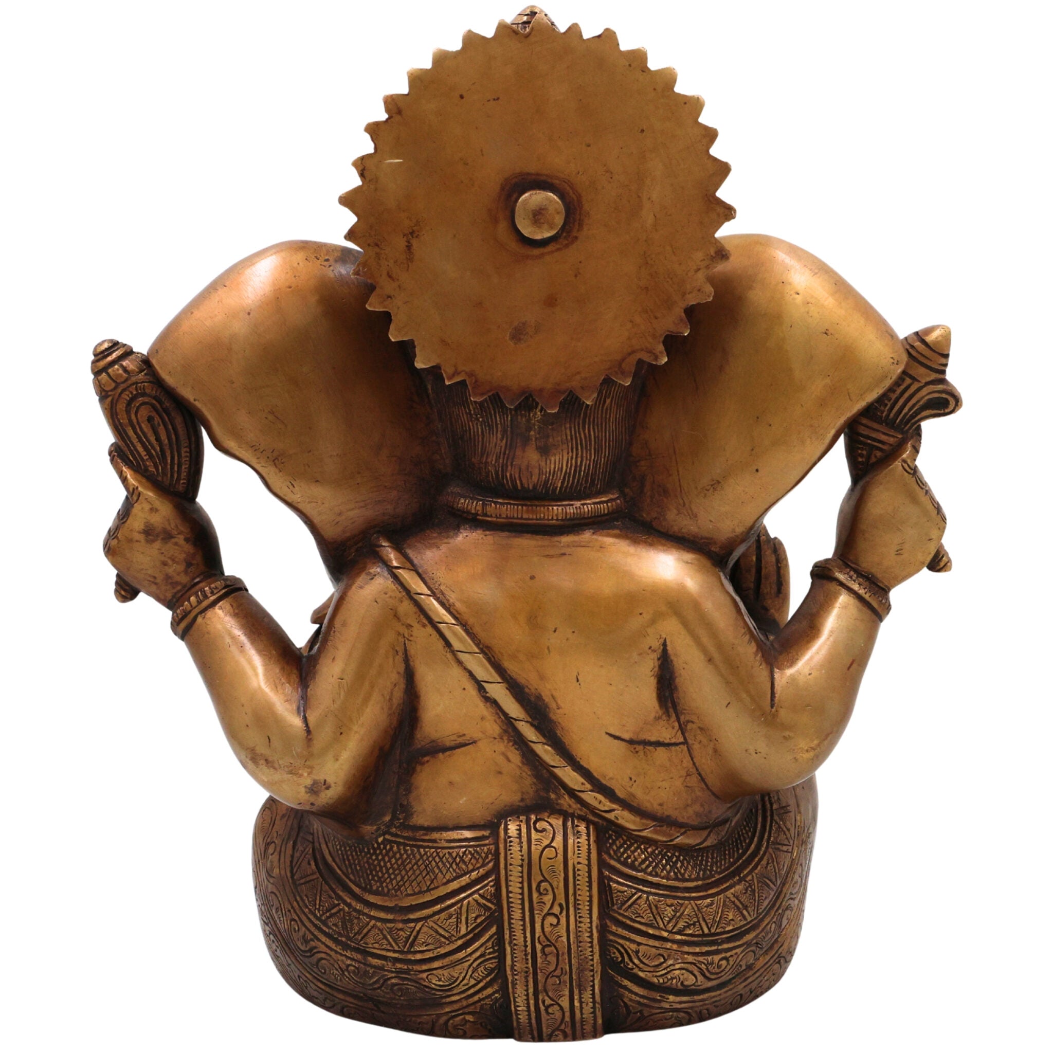 Brass Ganesha Idol, Handcrafted Ganapati Murti, Vinayaka Statue, Hindu Elephant God Sculpture for Pooja, Home Decor & Gifts, Gold, 11 Inch, 1 Piece
