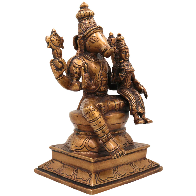 Brass Varahalakshmi Idol, Handcrafted Murti, Goddess Varalakshmi Statue for Pooja, Home Decor & Spiritual Gifts, Gold, 10 Inch, 1 Piece