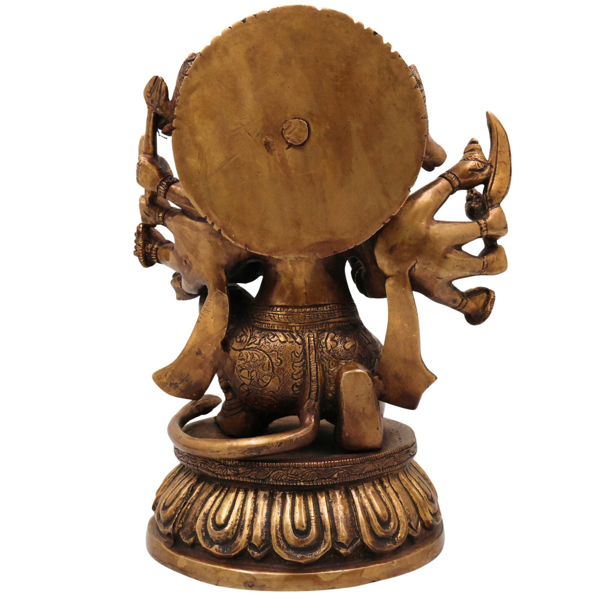 Brass Panchamukhi Hanuman Idol, Handcrafted Murti, Bajrangbali Five-Faced Statue, Anjaneya Sculpture for Pooja, Home Decor & Gifts, Gold, 10 Inch, 1 Piece