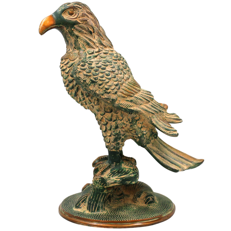 Brass Eagle Sculpture, Handcrafted Eagle Statue, Majestic Bird for Home Decor, Office & Gifts, Green, 13 Inch, 1 Piece