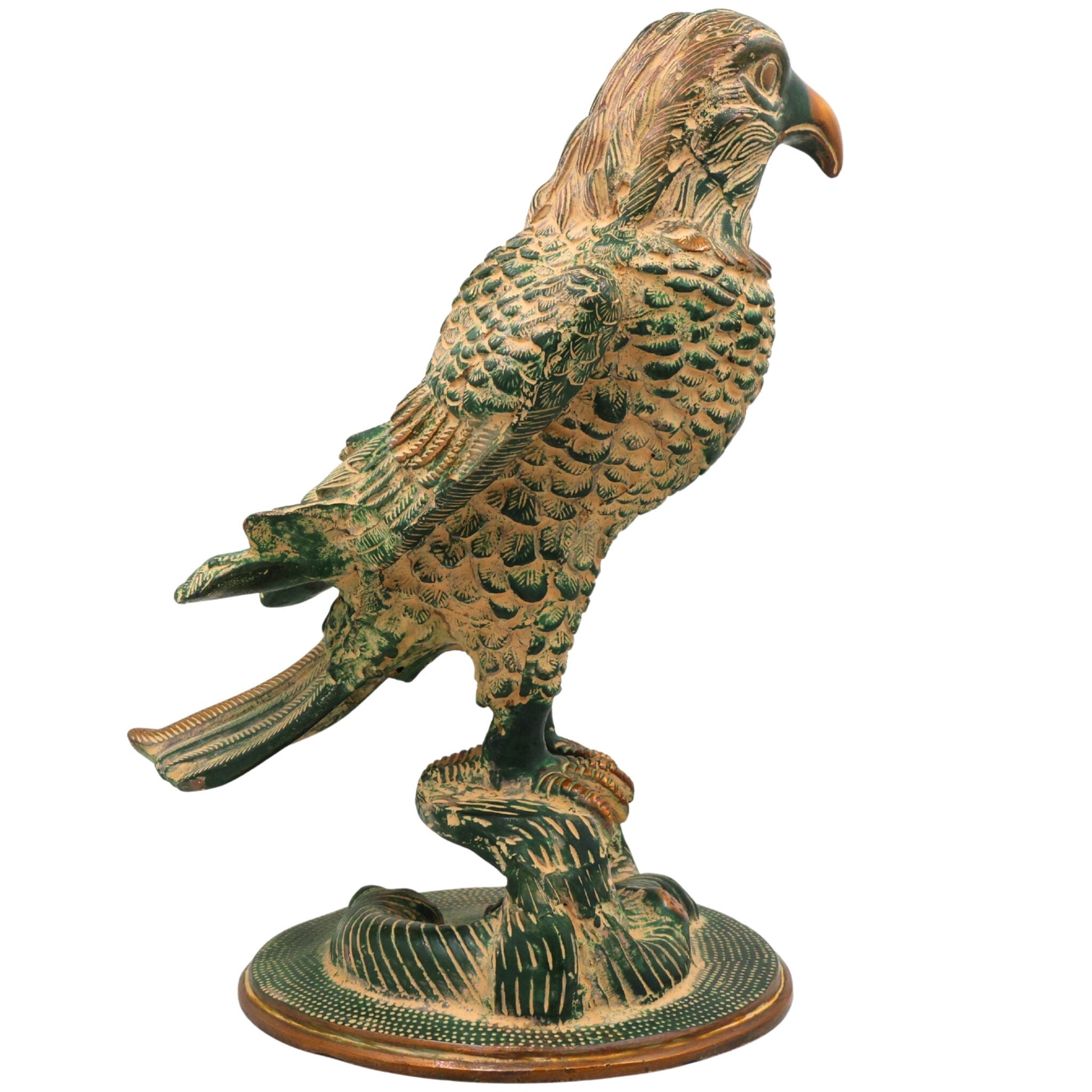 Brass Eagle Sculpture, Handcrafted Eagle Statue, Majestic Bird for Home Decor, Office & Gifts, Green, 13 Inch, 1 Piece