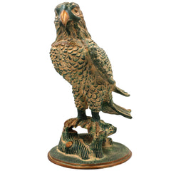 Brass Eagle Sculpture, Handcrafted Eagle Statue, Majestic Bird for Home Decor, Office & Gifts, Green, 13 Inch, 1 Piece