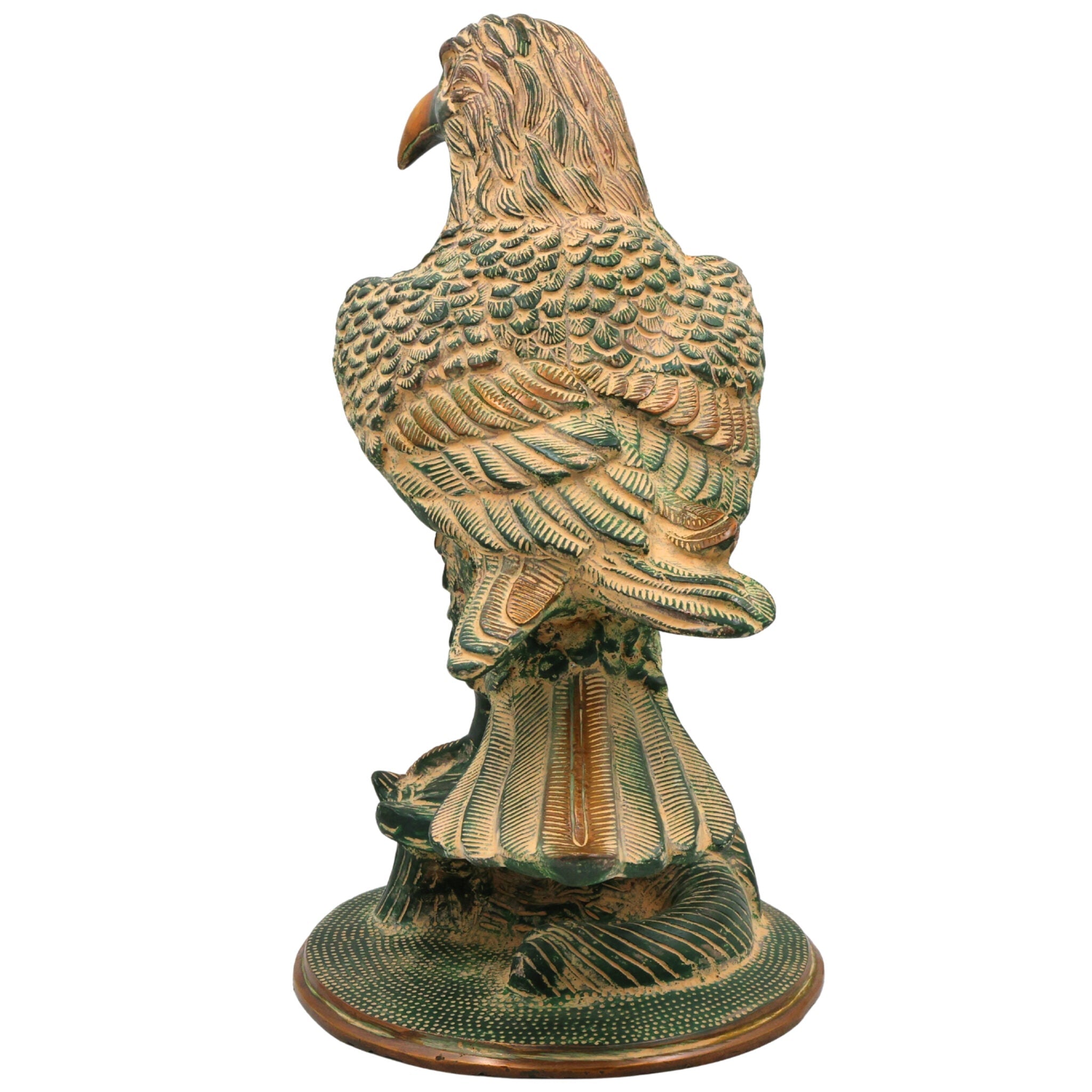 Brass Eagle Sculpture, Handcrafted Eagle Statue, Majestic Bird for Home Decor, Office & Gifts, Green, 13 Inch, 1 Piece
