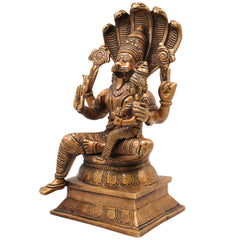 Brass Lakshmi Narasimha Idol, Handcrafted Murti, Lord Narasimha with Goddess Lakshmi Statue for Pooja, Home Decor & Gifts, Gold, 12.5 Inch, 1 Piece