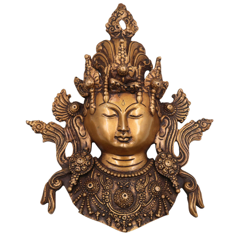 Brass Tara Ma Idol, Handcrafted Goddess Tara Statue, Buddhist Devi Murti, Green Tara Sculpture for Pooja, Home Decor & Gifts, Gold, 6.5 Inch, 1 Piece
