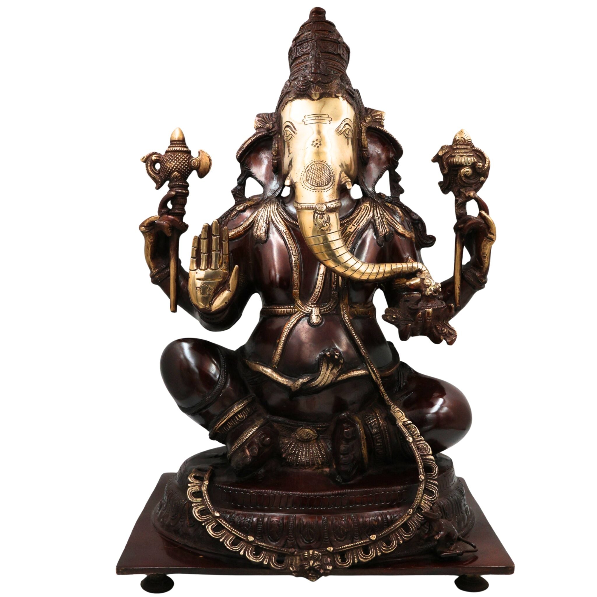 Brass Big Red Ganesha Idol, Handcrafted Murti, Ganapati Statue, Vinayaka Sculpture for Pooja, Home Decor & Gifts, Red, 19.5 Inch, 1 Piece