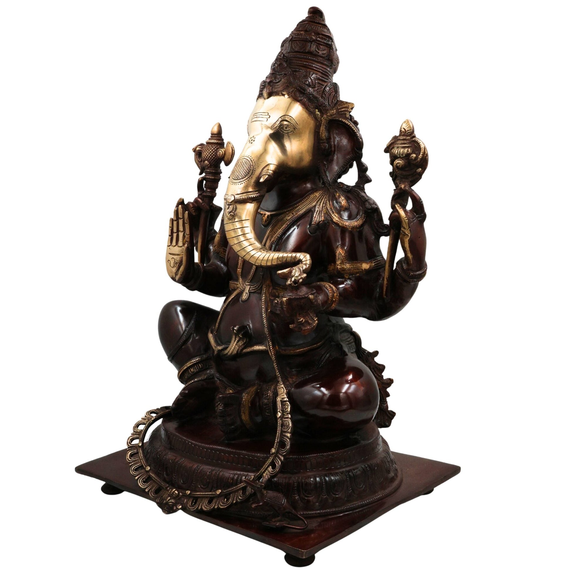 Brass Big Red Ganesha Idol, Handcrafted Murti, Ganapati Statue, Vinayaka Sculpture for Pooja, Home Decor & Gifts, Red, 19.5 Inch, 1 Piece