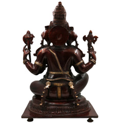 Brass Big Red Ganesha Idol, Handcrafted Murti, Ganapati Statue, Vinayaka Sculpture for Pooja, Home Decor & Gifts, Red, 19.5 Inch, 1 Piece