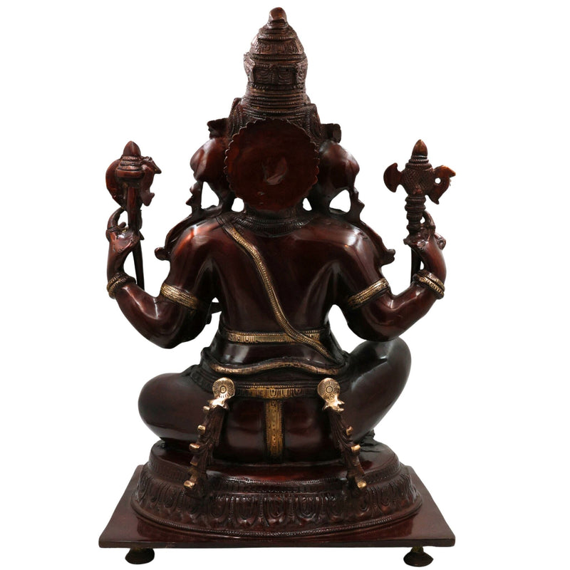 Brass Big Red Ganesha Idol, Handcrafted Murti, Ganapati Statue, Vinayaka Sculpture for Pooja, Home Decor & Gifts, Red, 19.5 Inch, 1 Piece