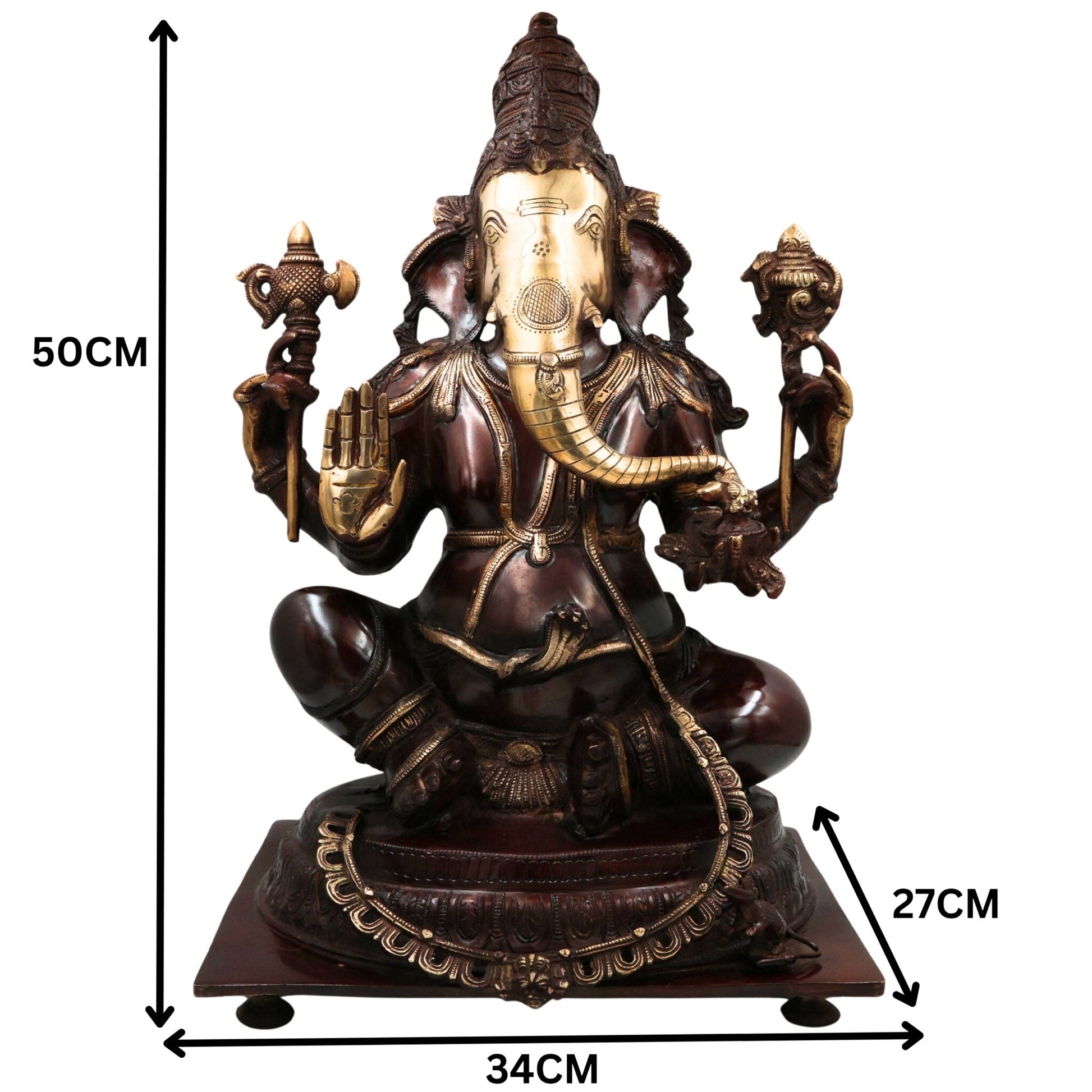 Brass Big Red Ganesha Idol, Handcrafted Murti, Ganapati Statue, Vinayaka Sculpture for Pooja, Home Decor & Gifts, Red, 19.5 Inch, 1 Piece