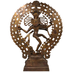 Brass Nataraja Idol, Handcrafted Shiva Murti, Lord Shiva Dancing Statue, Tandava Sculpture for Pooja, Home Decor & Gifts, Brown, 22.5 Inch, 1 Piece