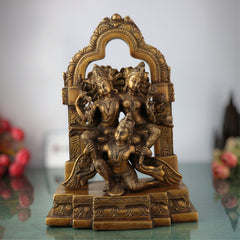 Brass Vishnu Lakshmi on Garuda Idol | Narayana Mahalakshmi Garudar Murti | Balaji Padmavati Vigraha Statue for Puja, Temple & Home Decor,Gold, 12.5 Inch, 1 Piece