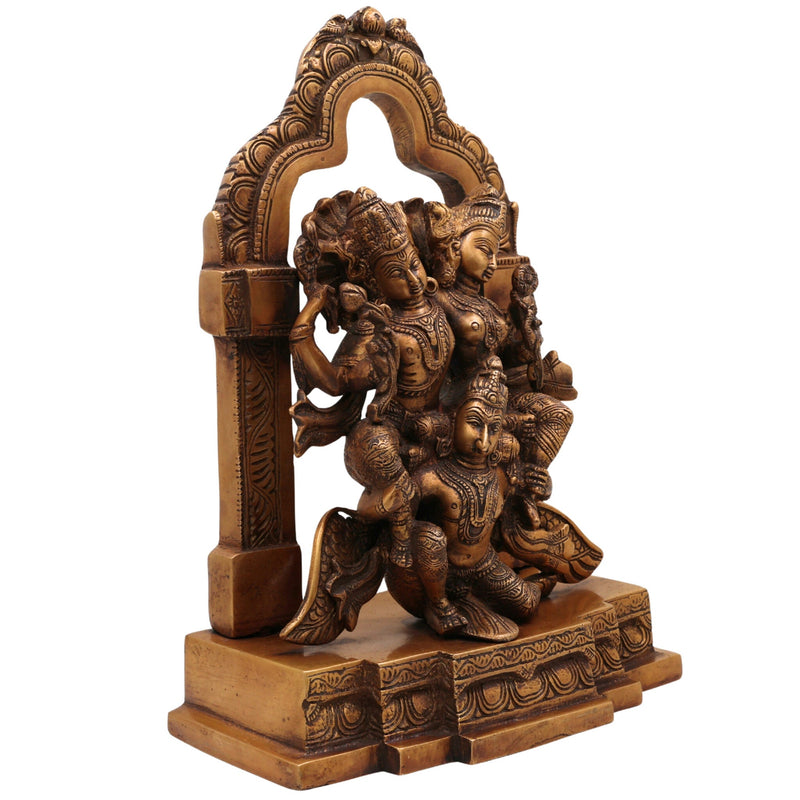 Brass Vishnu Lakshmi on Garuda Idol | Narayana Mahalakshmi Garudar Murti | Balaji Padmavati Vigraha Statue for Puja, Temple & Home Decor,Gold, 12.5 Inch, 1 Piece