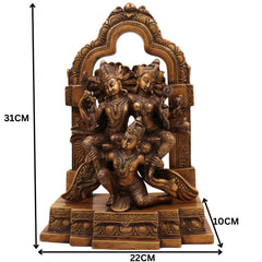 Brass Vishnu Lakshmi on Garuda Idol | Narayana Mahalakshmi Garudar Murti | Balaji Padmavati Vigraha Statue for Puja, Temple & Home Decor,Gold, 12.5 Inch, 1 Piece