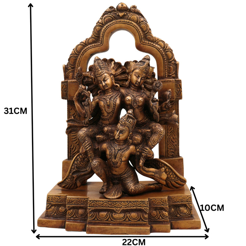 Brass Vishnu Lakshmi on Garuda Idol | Narayana Mahalakshmi Garudar Murti | Balaji Padmavati Vigraha Statue for Puja, Temple & Home Decor,Gold, 12.5 Inch, 1 Piece