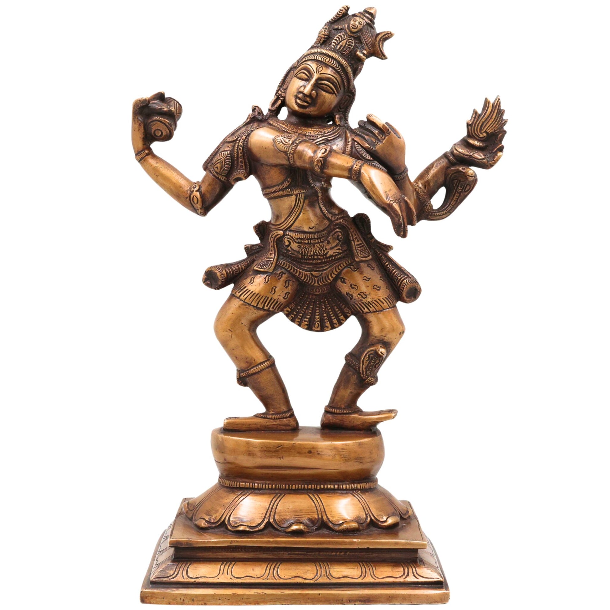 Brass Nataraja Idol, Shiva Murti, Handcrafted Shiva Murti, Lord Shiva Dancing Statue, Tandava Sculpture for Pooja, Home Decor & Gifts, Gold, 14 Inch, 1 Piece