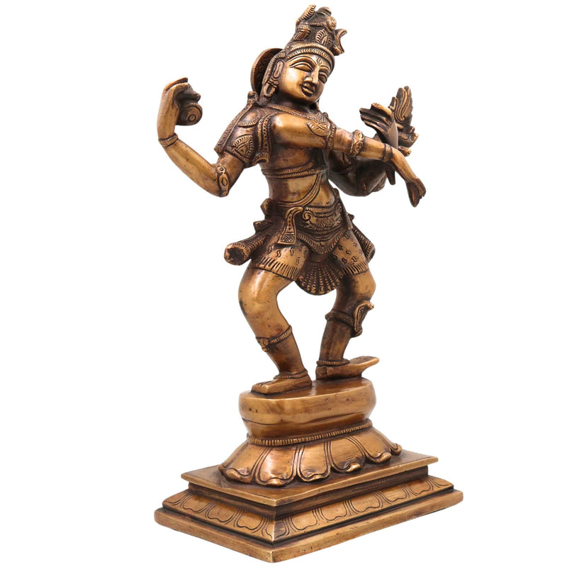 Brass Nataraja Idol, Shiva Murti, Handcrafted Shiva Murti, Lord Shiva Dancing Statue, Tandava Sculpture for Pooja, Home Decor & Gifts, Gold, 14 Inch, 1 Piece