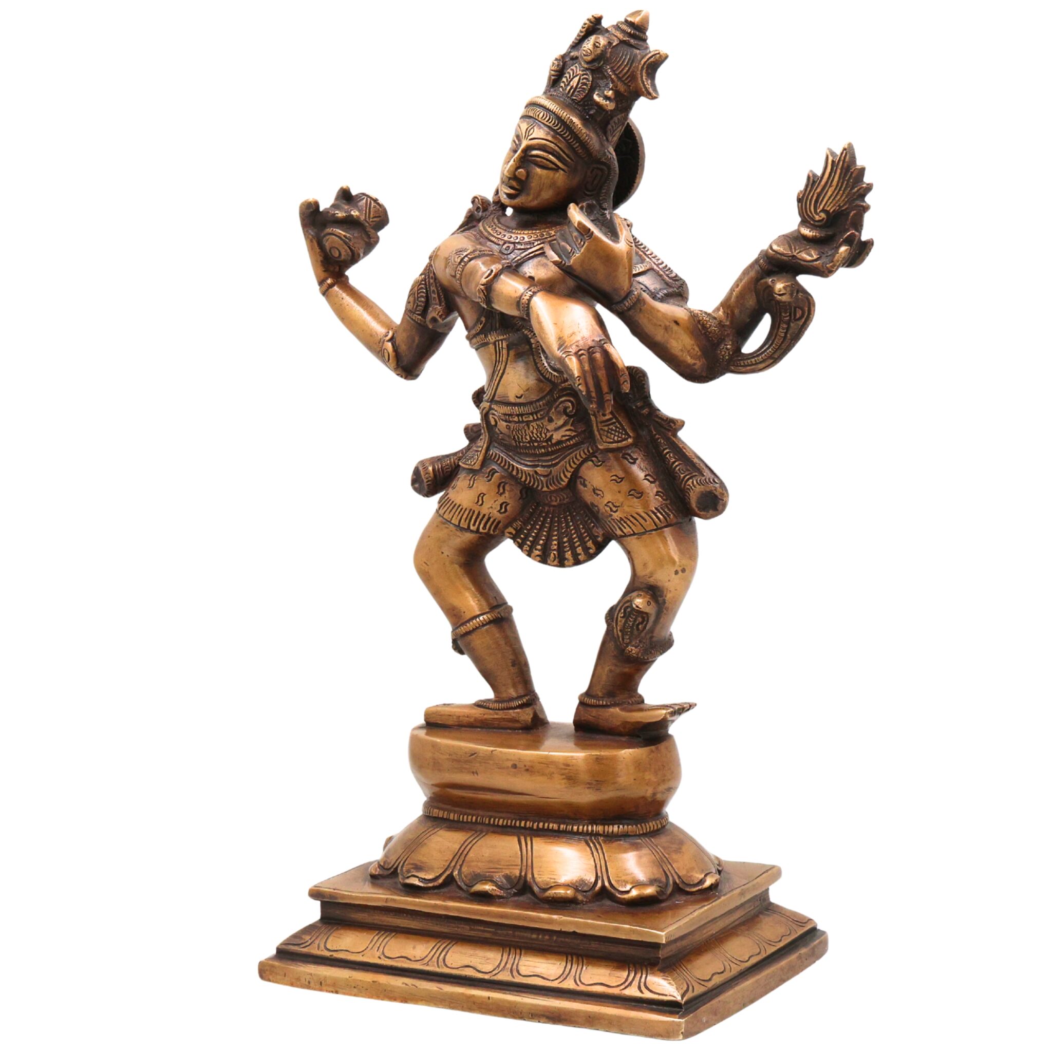 Brass Nataraja Idol, Shiva Murti, Handcrafted Shiva Murti, Lord Shiva Dancing Statue, Tandava Sculpture for Pooja, Home Decor & Gifts, Gold, 14 Inch, 1 Piece