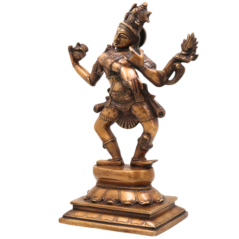 Brass Nataraja Idol, Shiva Murti, Handcrafted Shiva Murti, Lord Shiva Dancing Statue, Tandava Sculpture for Pooja, Home Decor & Gifts, Gold, 14 Inch, 1 Piece