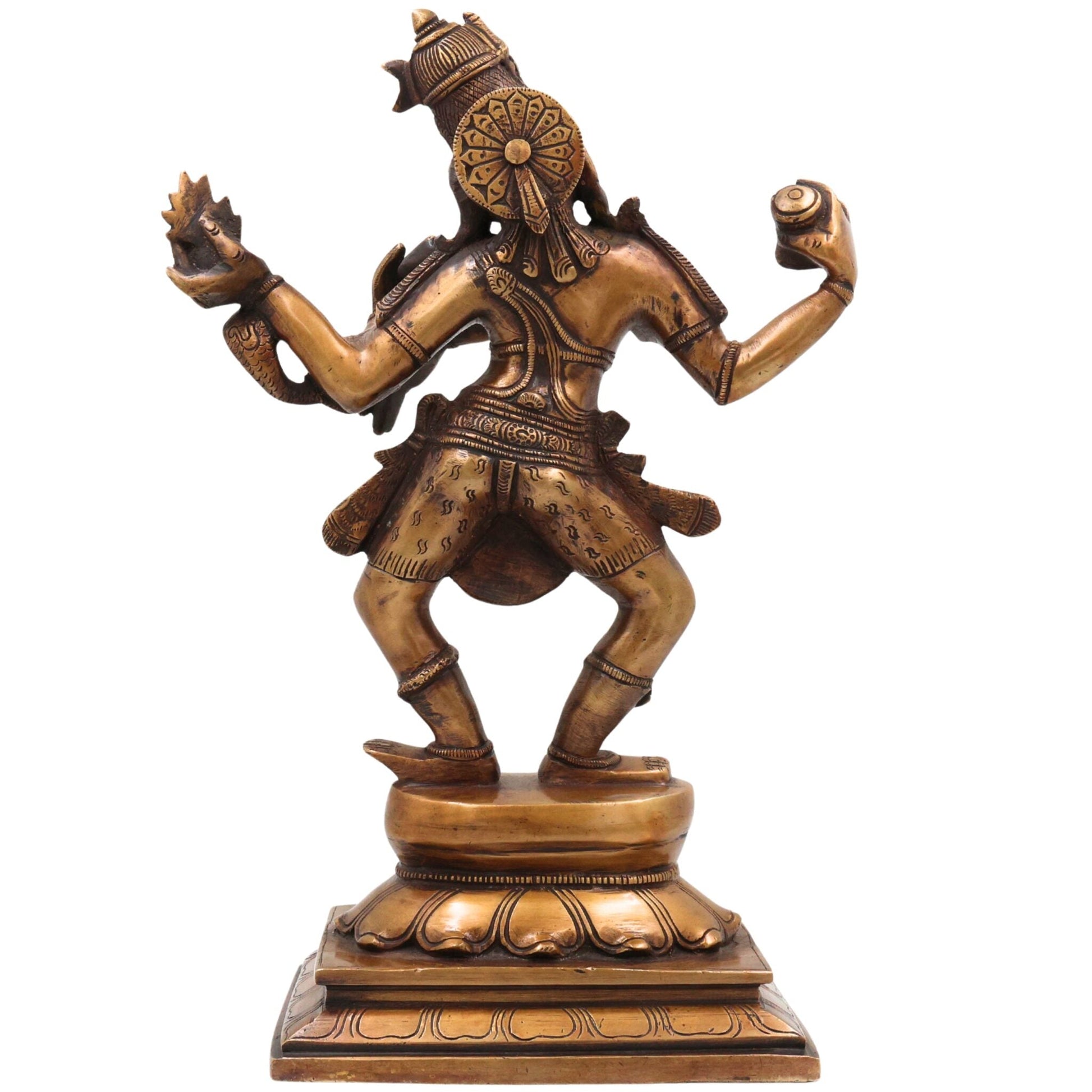 Brass Nataraja Idol, Shiva Murti, Handcrafted Shiva Murti, Lord Shiva Dancing Statue, Tandava Sculpture for Pooja, Home Decor & Gifts, Gold, 14 Inch, 1 Piece