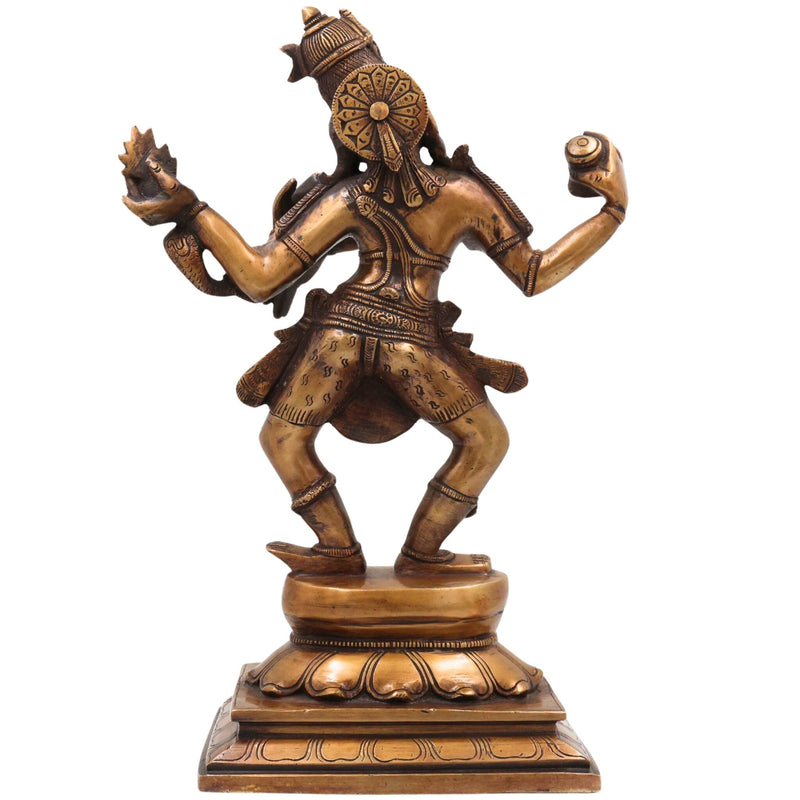 Brass Nataraja Idol, Shiva Murti, Handcrafted Shiva Murti, Lord Shiva Dancing Statue, Tandava Sculpture for Pooja, Home Decor & Gifts, Gold, 14 Inch, 1 Piece