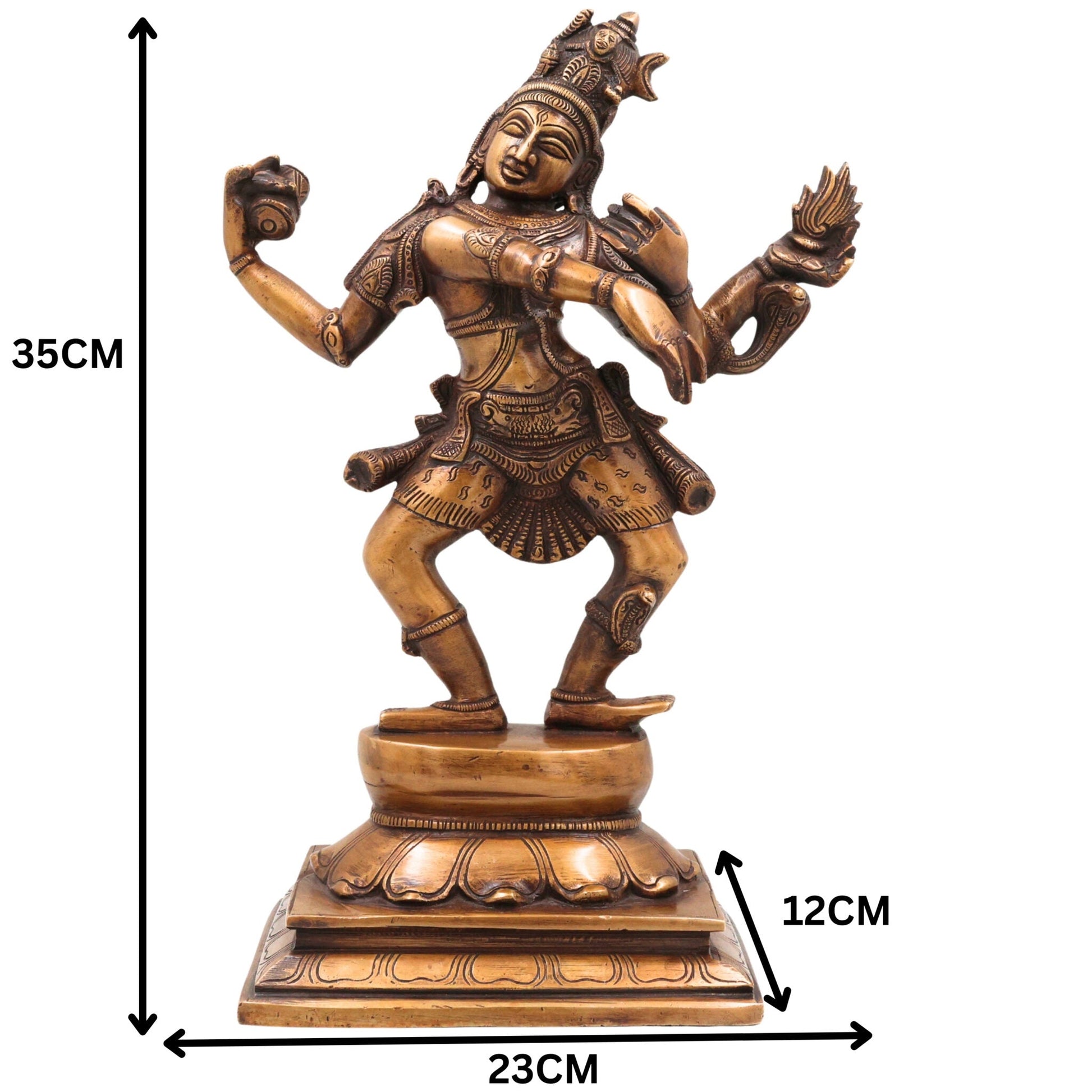 Brass Nataraja Idol, Shiva Murti, Handcrafted Shiva Murti, Lord Shiva Dancing Statue, Tandava Sculpture for Pooja, Home Decor & Gifts, Gold, 14 Inch, 1 Piece