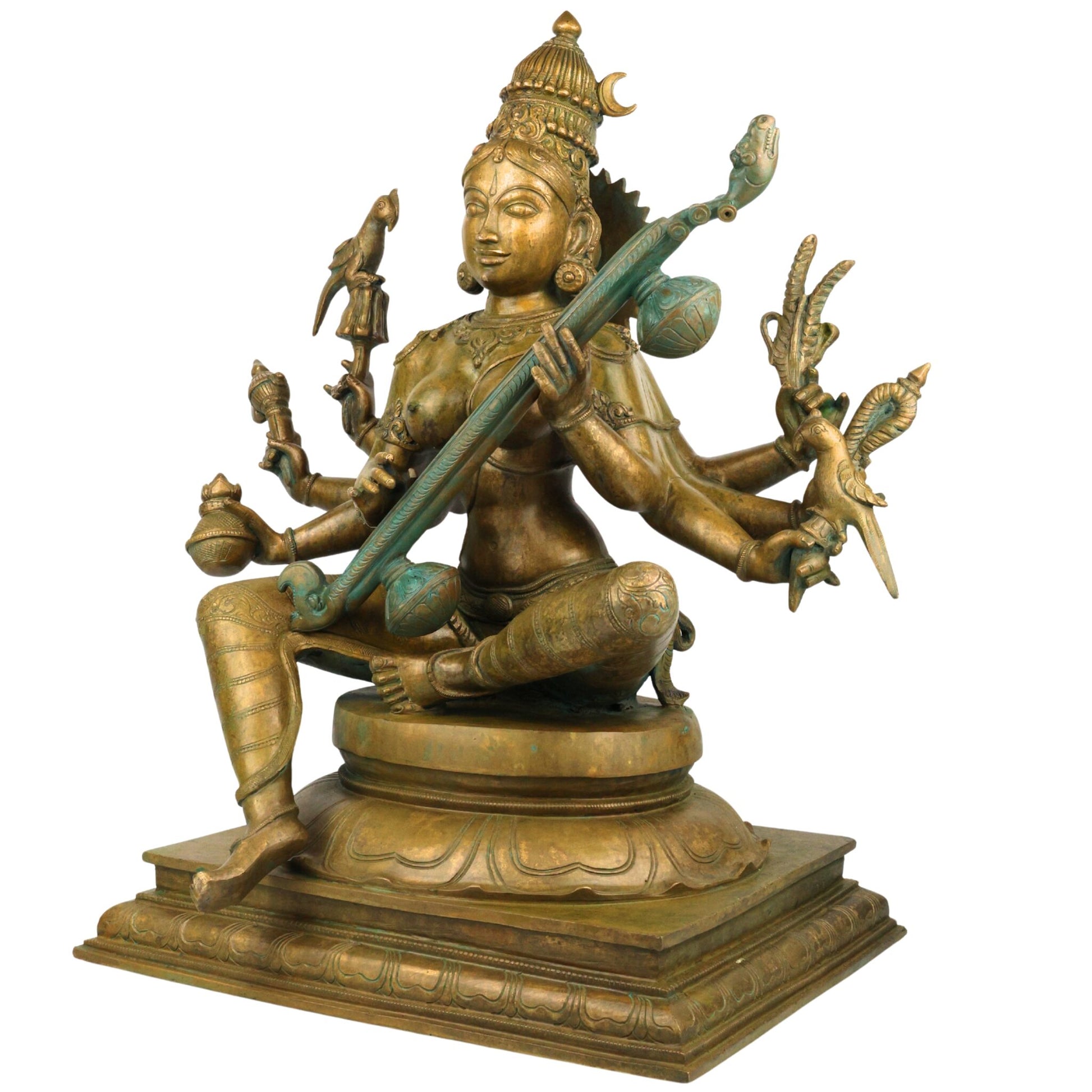Bronze Handcrafted Matangi Idol, Maa Matangi, Matangi Devi, Shri Matangi Murti, Panchaloha, Chola Art Statue for Puja & Home Decor, Brown, 23.5 Inch, 1 Piece