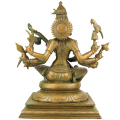 Bronze Handcrafted Matangi Idol, Maa Matangi, Matangi Devi, Shri Matangi Murti, Panchaloha, Chola Art Statue for Puja & Home Decor, Brown, 23.5 Inch, 1 Piece