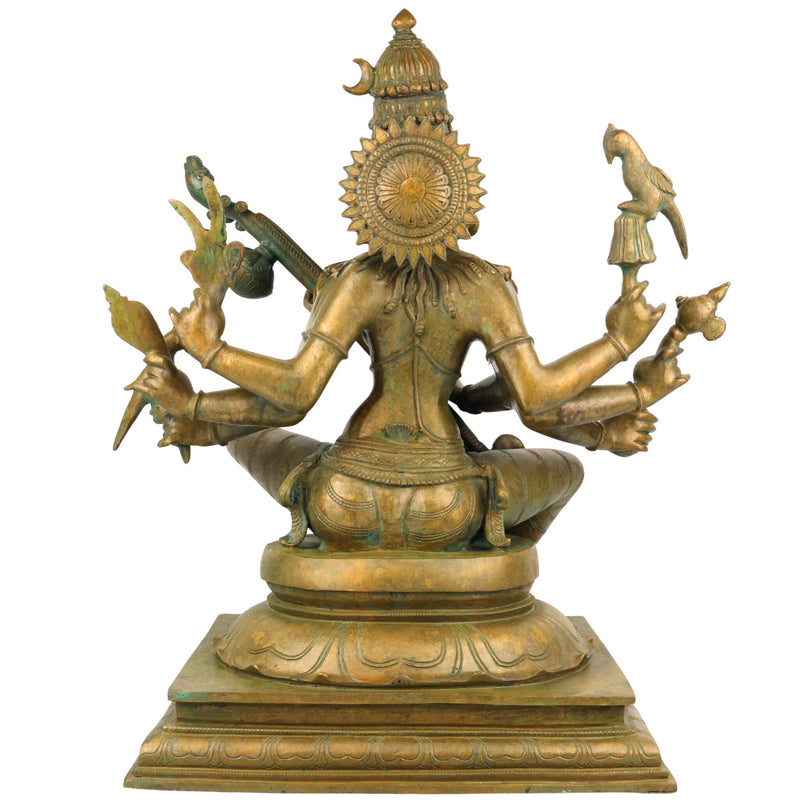Bronze Handcrafted Matangi Idol, Maa Matangi, Matangi Devi, Shri Matangi Murti, Panchaloha, Chola Art Statue for Puja & Home Decor, Brown, 23.5 Inch, 1 Piece