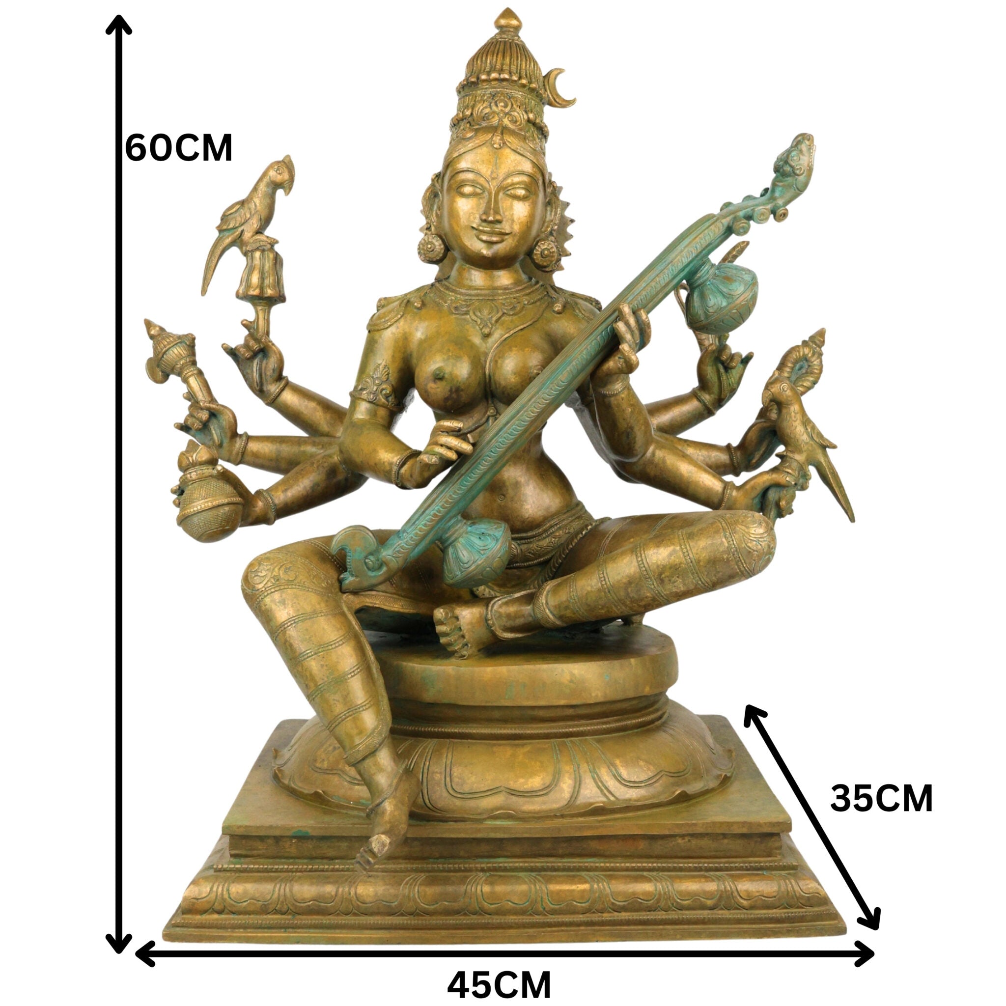 Bronze Handcrafted Matangi Idol, Maa Matangi, Matangi Devi, Shri Matangi Murti, Panchaloha, Chola Art Statue for Puja & Home Decor, Brown, 23.5 Inch, 1 Piece