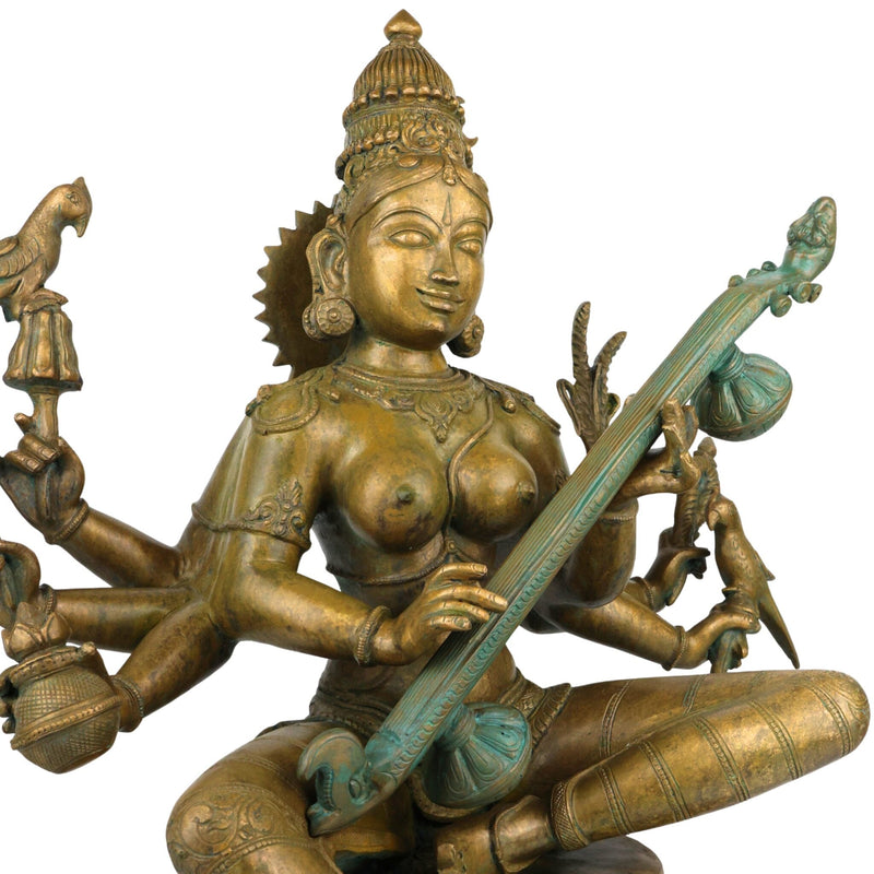 Bronze Handcrafted Matangi Idol, Maa Matangi, Matangi Devi, Shri Matangi Murti, Panchaloha, Chola Art Statue for Puja & Home Decor, Brown, 23.5 Inch, 1 Piece