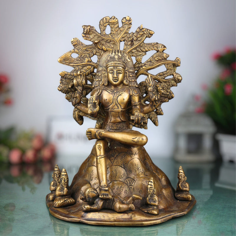 Brass Dakshinamurthy Idol, Handcrafted Dakshinamurti Murti, Dakshinamurthy Vigraha, Pooja Statue & Home Decor Sculpture, Gold, 12 Inch, 1 Piece