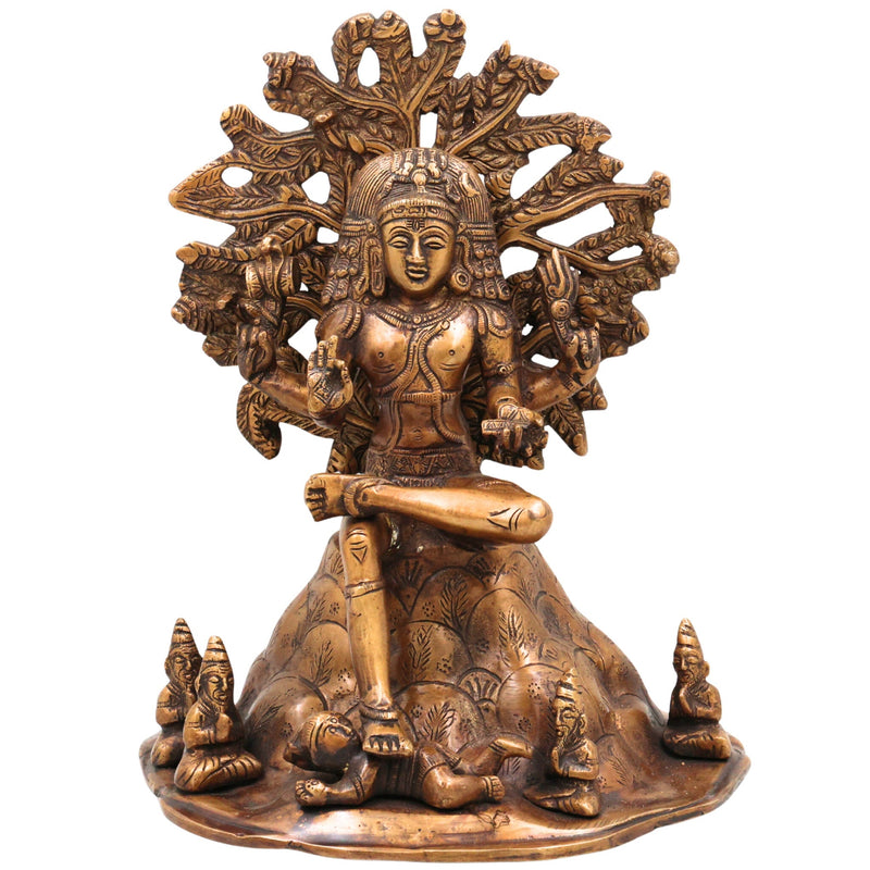 Brass Dakshinamurthy Idol, Handcrafted Dakshinamurti Murti, Dakshinamurthy Vigraha, Pooja Statue & Home Decor Sculpture, Gold, 12 Inch, 1 Piece