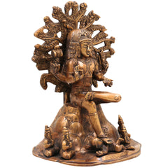 Brass Dakshinamurthy Idol, Handcrafted Dakshinamurti Murti, Dakshinamurthy Vigraha, Pooja Statue & Home Decor Sculpture, Gold, 12 Inch, 1 Piece